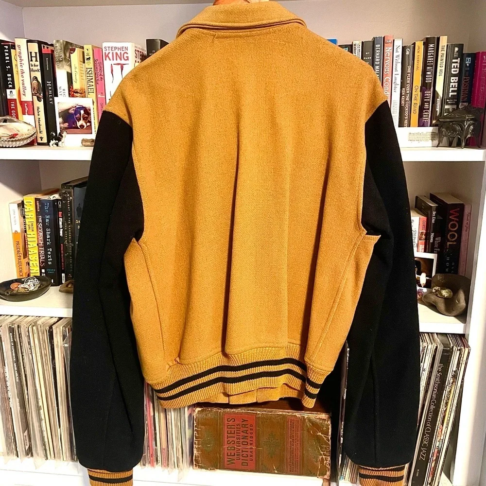 Vintage Letterman Varsity Jacket Wool Black Gold LR Central High School Arkansas